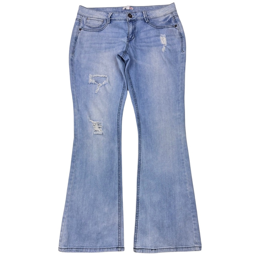 Vintage Bongo Jeans Womens Light-Wash Flare‎ Leg Embroidered Sz 11 Boho 90's Y2K